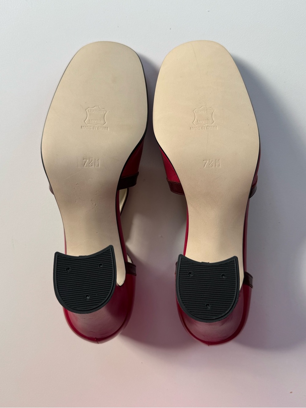 Vintage Fuchsia & Burgundy Two-Tone Leather Mary Jane Pumps - Picture 3 of 4